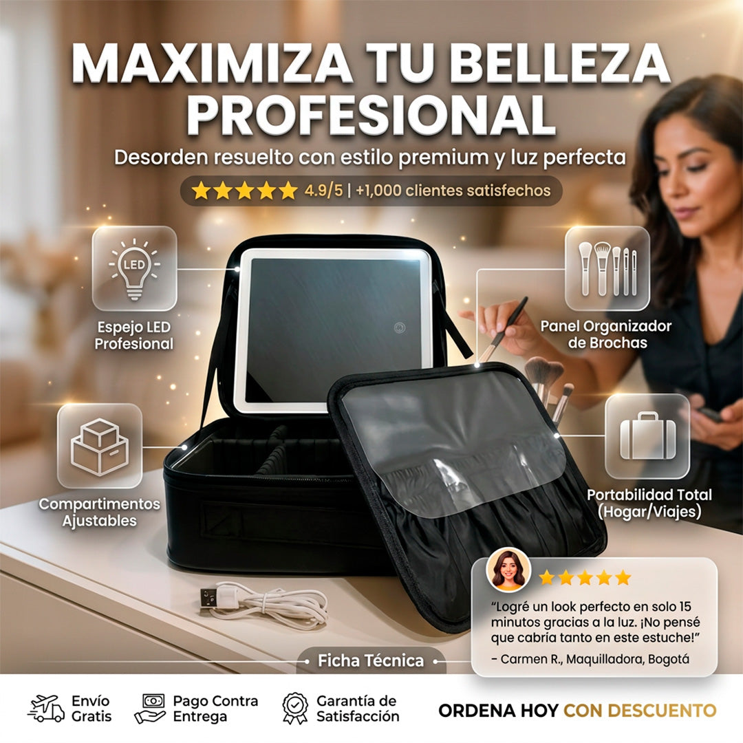 Cosmetiquera espejo y luz led