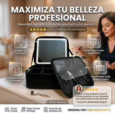 Cosmetiquera espejo y luz led